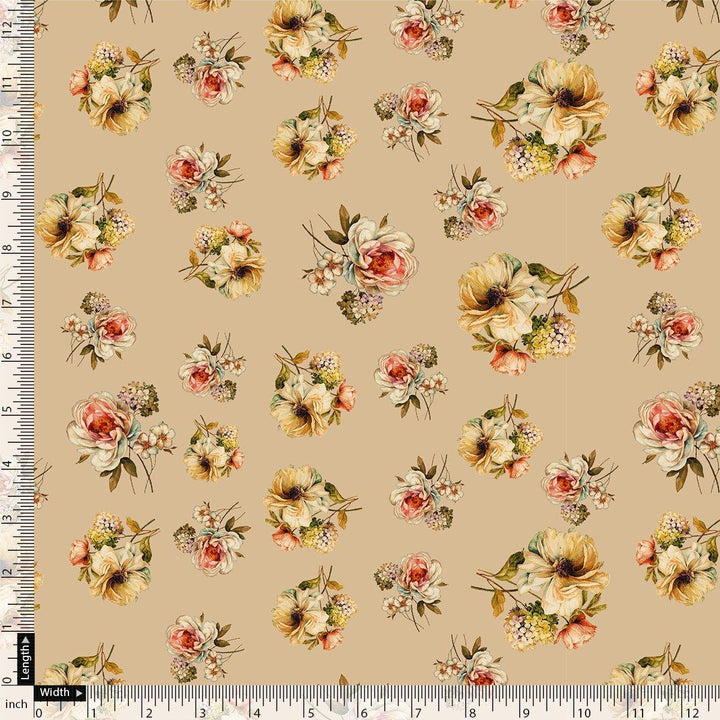Hawaiian Zinnia Flower Roses Digital Printed Fabric - Rayon - FAB VOGUE Studio®
