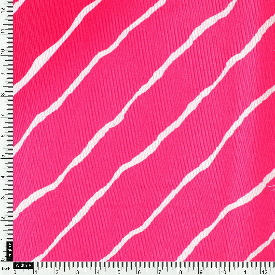 Lovely Pink Gradient Strips Wave Digital Printed Fabric - Rayon - FAB VOGUE Studio®