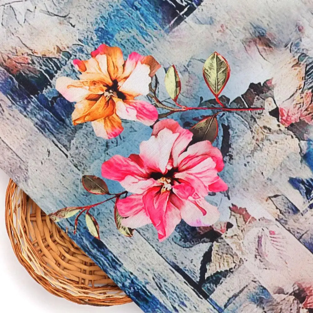 Periwinkle Flower Paper Art Digital Printed Fabric - Rayon – ra 0 ta08592 110 periwinkle flower paper art digital printed fabric rayon 2