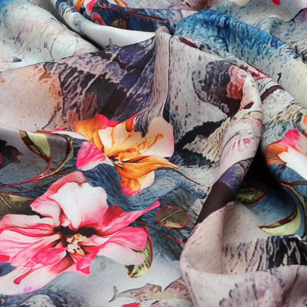 Periwinkle Flower Paper Art Digital Printed Fabric - Rayon – ra 0 ta08592 110 periwinkle flower paper art digital printed fabric rayon 3