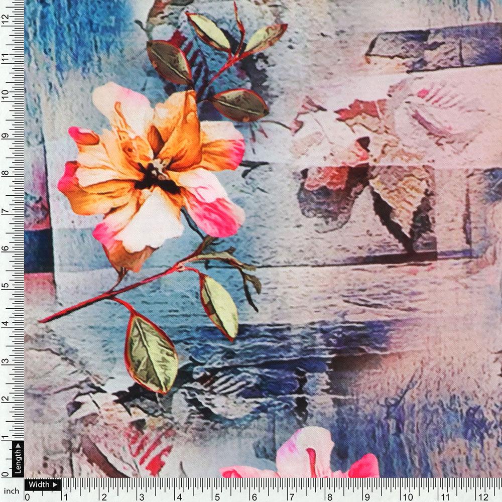 Periwinkle Flower Paper Art Digital Printed Fabric - Rayon - FAB VOGUE Studio®