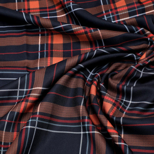 Morden Browny Checkered Digital Printed Fabric - Rayon - FAB VOGUE Studio®