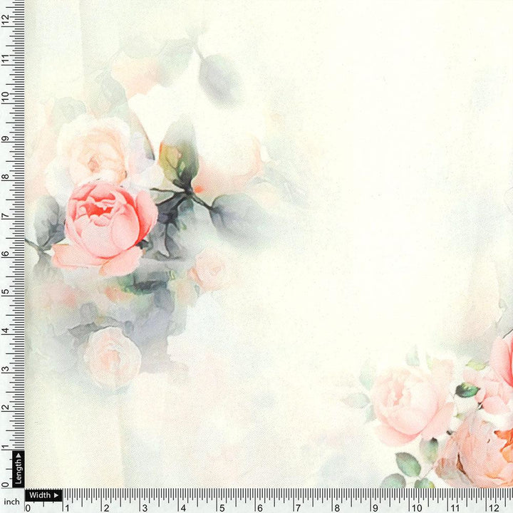 Beautiful Summer Peony Bunch Digital Printed Fabric - Rayon - FAB VOGUE Studio®