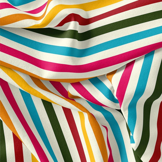 Morden Rainbow Strips Printed Fabric - Rayon - FAB VOGUE Studio®