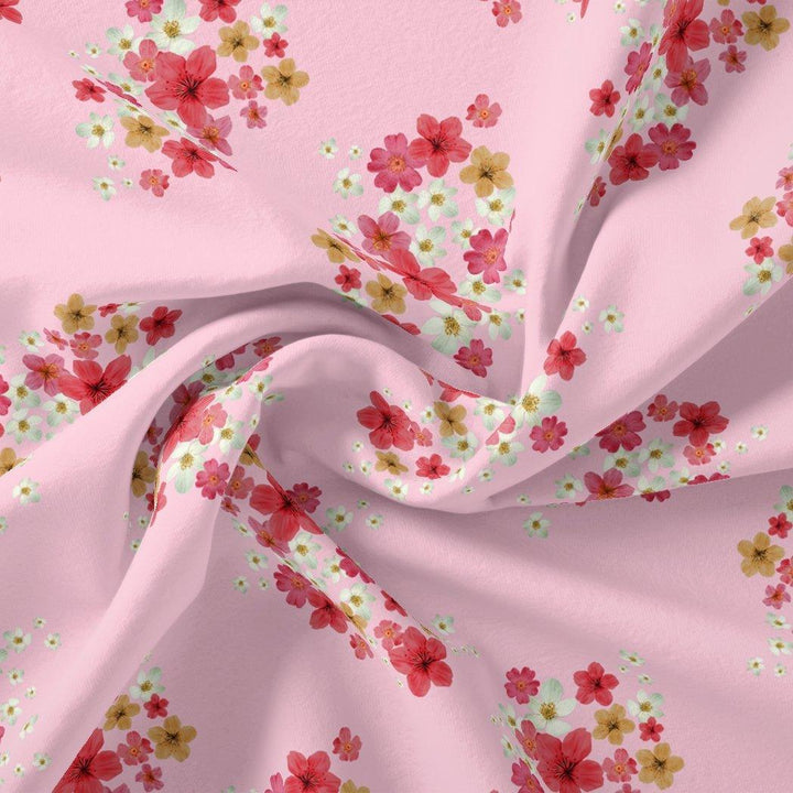 Lovely Pinkish Chintz Flower Digital Printed Fabric - Rayon - FAB VOGUE Studio®