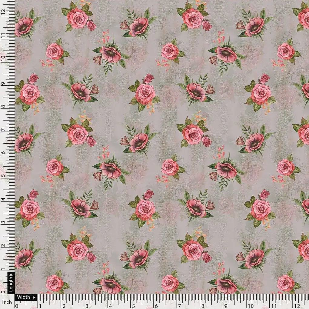 Pink Buttercup Flower Bunch Digital Printed Fabric - Rayon – ra 0 ta08788 110 pink buttercup flower bunch digital printed fabric rayon 4