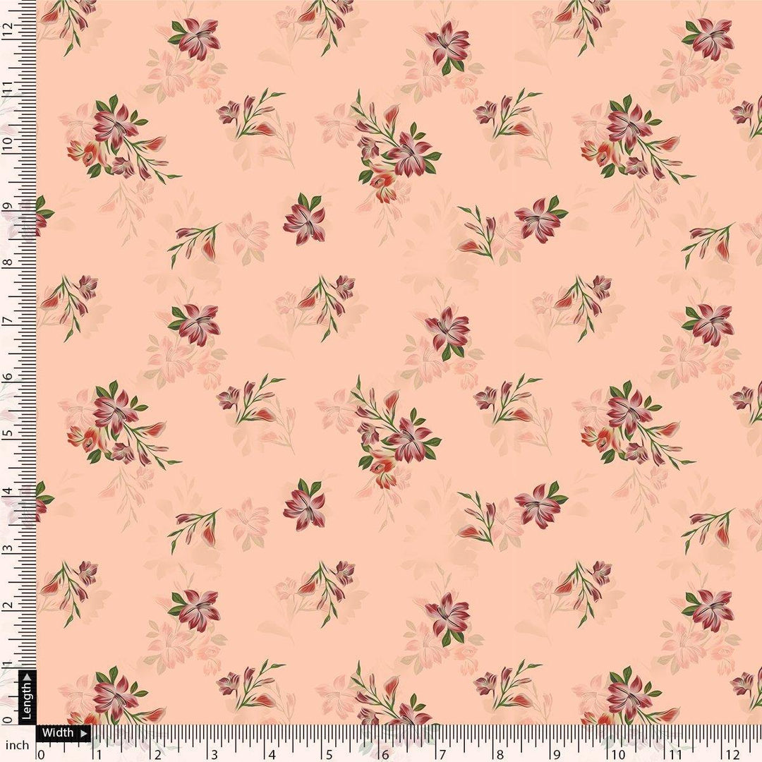 Lovely Pink Orchid Bunch Digital Printed Fabric - Rayon - FAB VOGUE Studio®