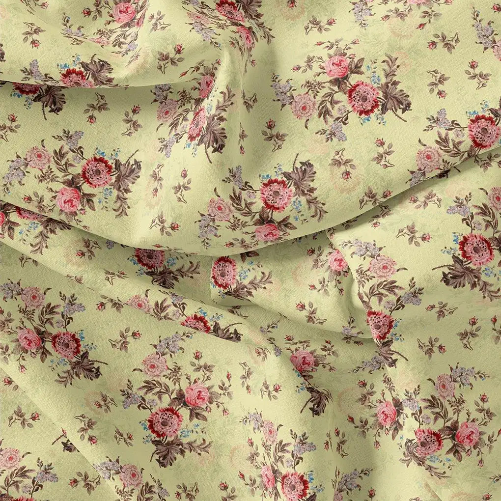 Chrysanthemum And Roses Bunch Digital Printed Fabric - Rayon – ra 0 ta08795 110 chrysanthemum and roses bunch digital printed fabric rayon 3