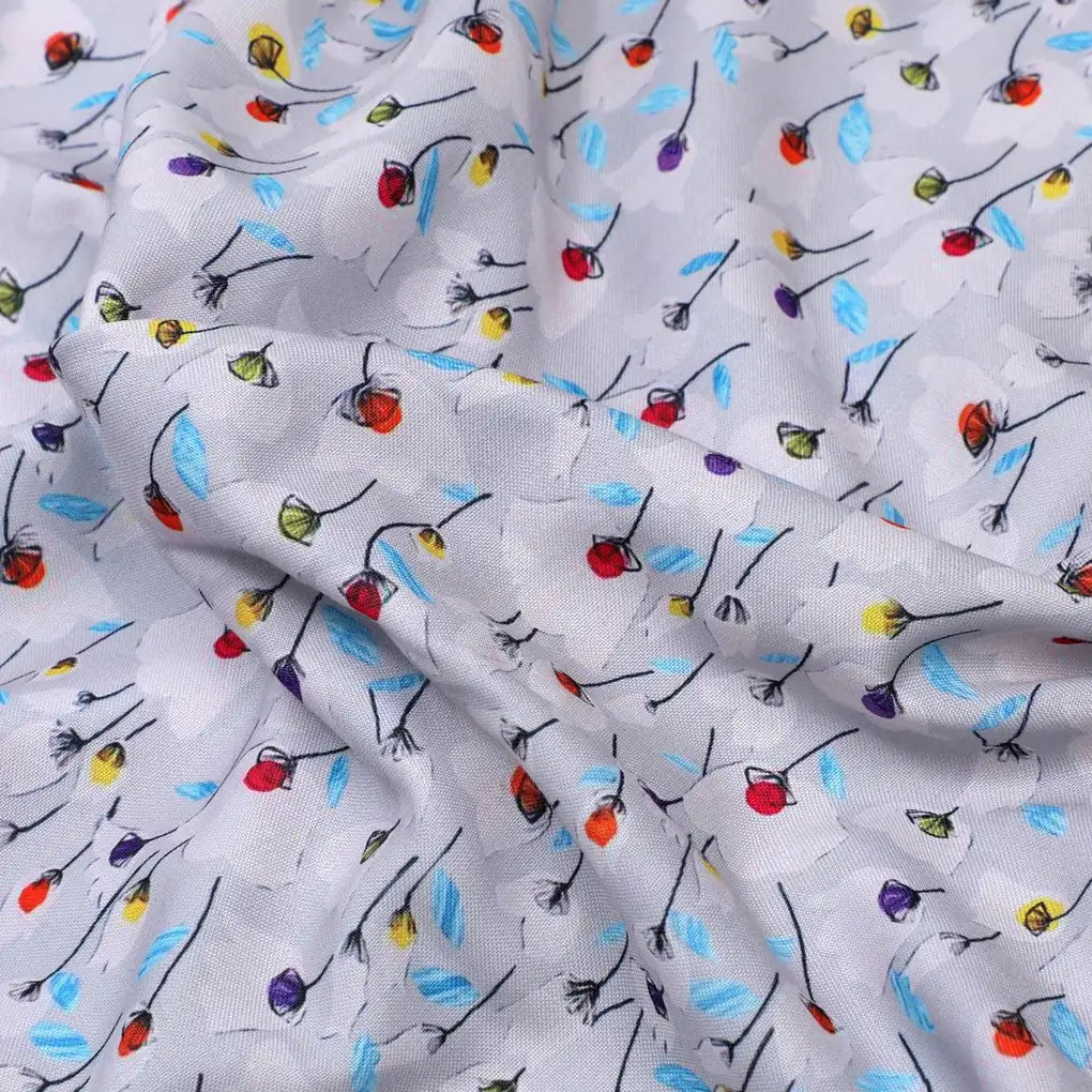 Colourful Flower Chintz With Small Leaves Digital Printed Fabric - Rayon – ra 0 ta08798 110 colourful flower chintz with small leaves digital printed fabric rayon 3