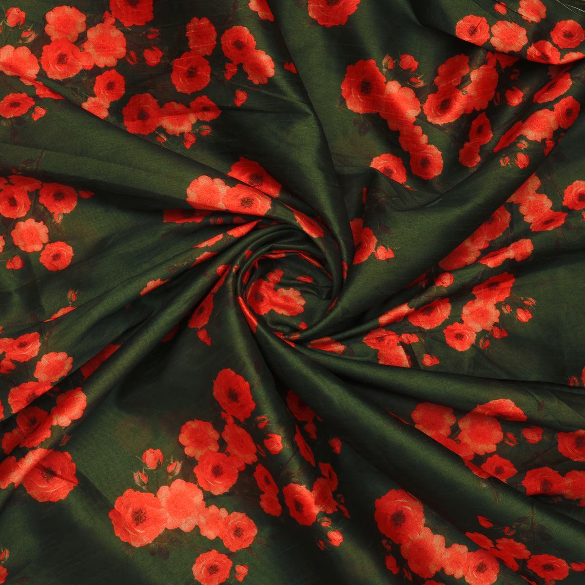 Tusser Silk Digital Printed Fabric in Beautiful Floral & Ditsy Patterns - FAB VOGUE Studio®