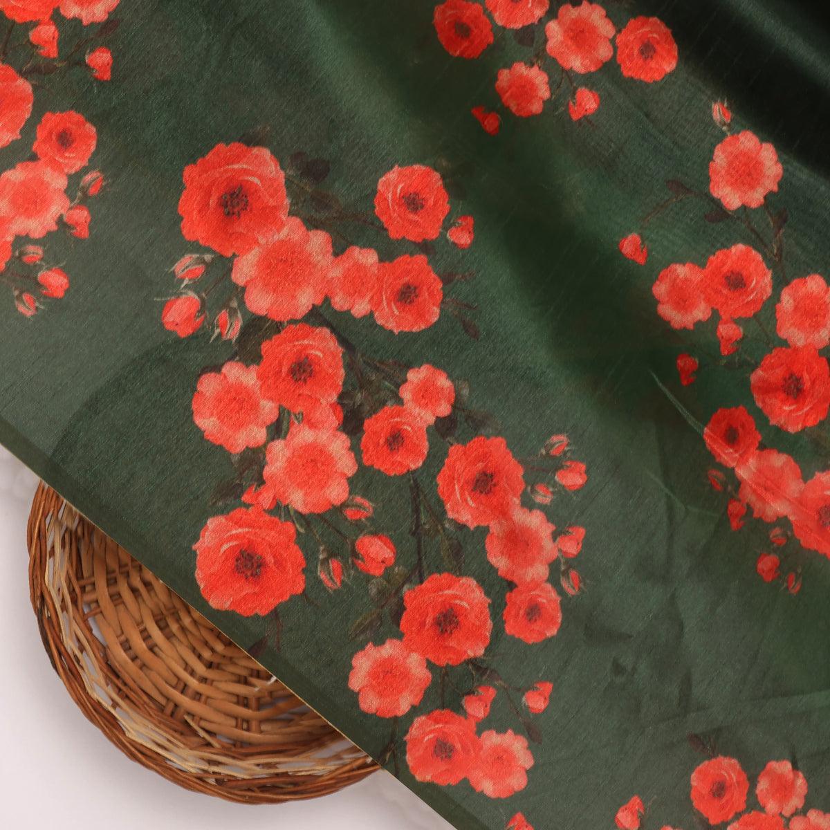 Tusser Silk Digital Printed Fabric in Beautiful Floral & Ditsy Patterns - FAB VOGUE Studio®