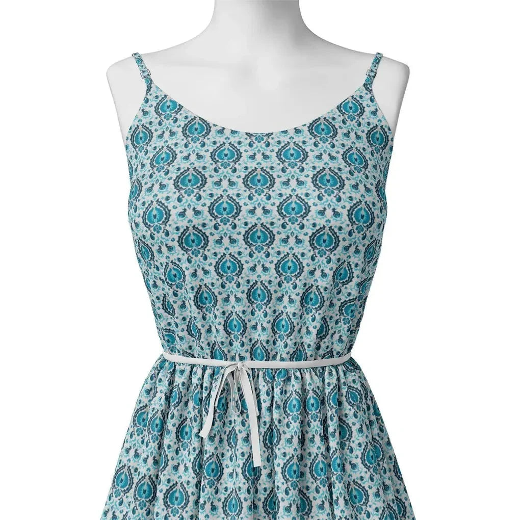 Skyblue Tiny Stylized Motif Digital Printed Fabric  - Tusser Silk – ts 0 ma012688 110 skyblue tiny stylized motif digital printed fabric tusser silk 2