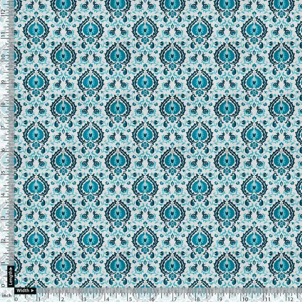 Skyblue Tiny Stylized Motif Digital Printed Fabric  - Tusser Silk – ts 0 ma012688 110 skyblue tiny stylized motif digital printed fabric tusser silk 3