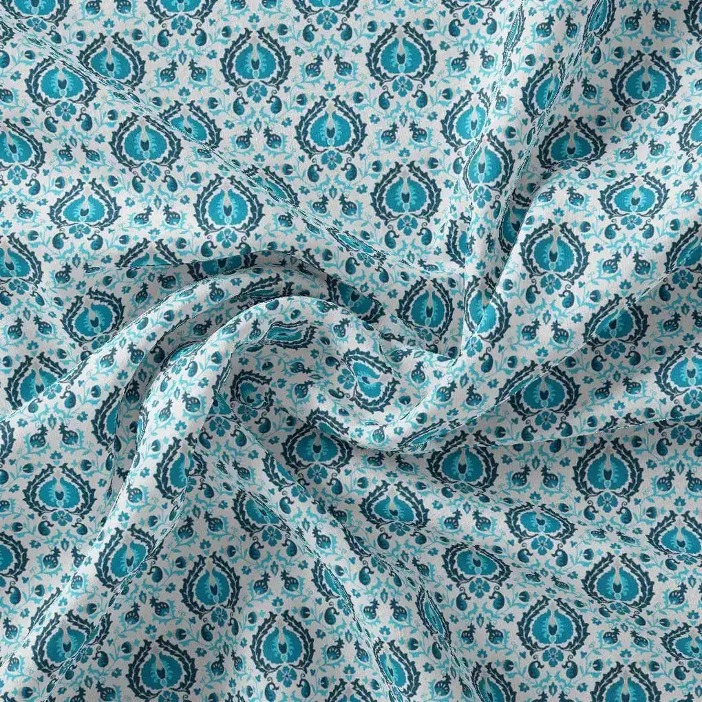 Skyblue Tiny Stylized Motif Digital Printed Fabric  - Tusser Silk – ts 0 ma012688 110 skyblue tiny stylized motif digital printed fabric tusser silk 4