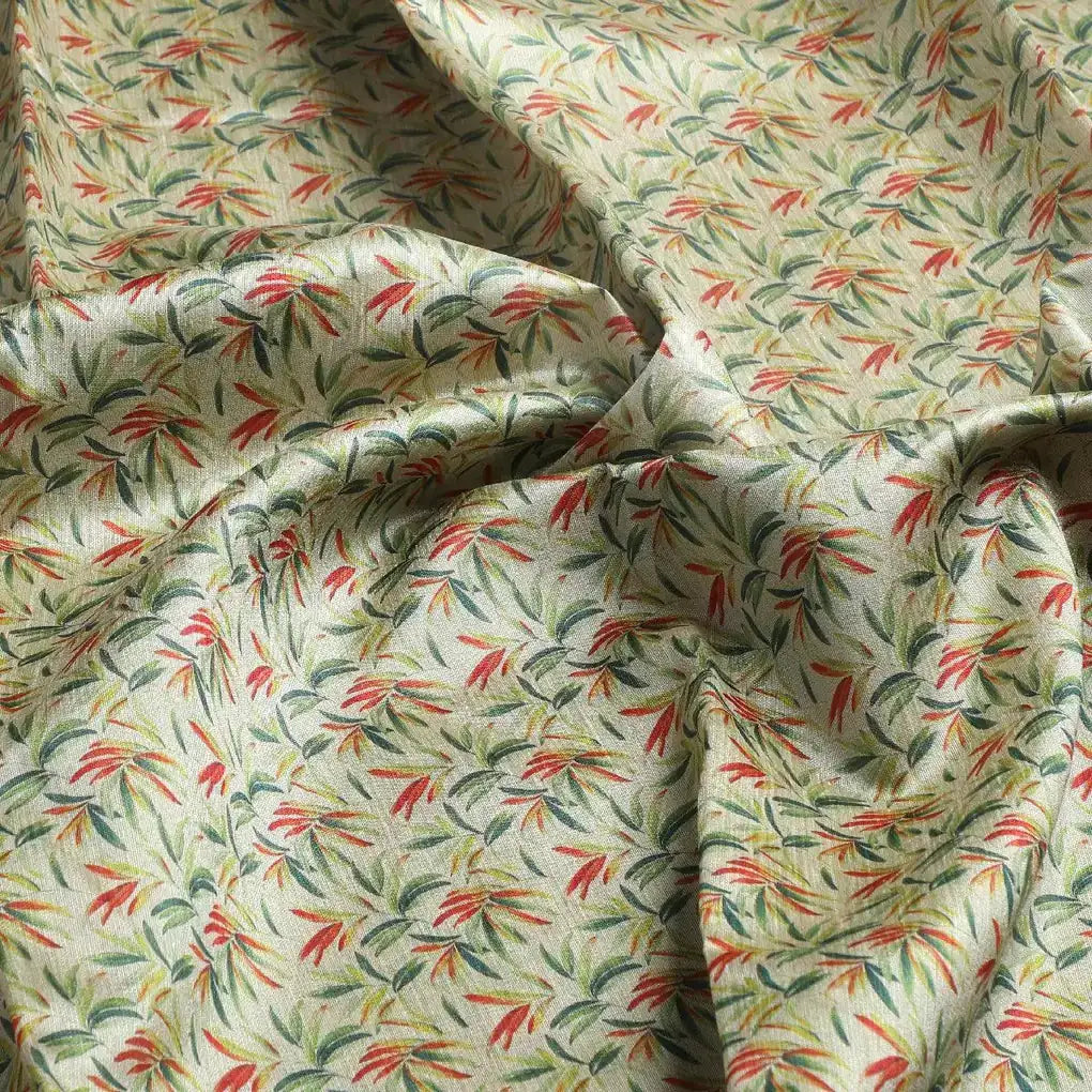 Hand Painted Leaves Allover Digital Printed Fabric  - Tusser Silk – ts 0 ma013689 110 hand painted leaves allover digital printed fabric tusser silk 3