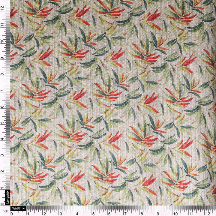 Hand Painted Leaves Allover Digital Printed Fabric - Tusser Silk - FAB VOGUE Studio®