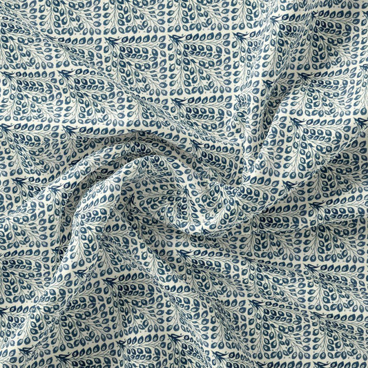 Morpich Block Digital Printed Fabric - Tusser Silk - FAB VOGUE Studio®
