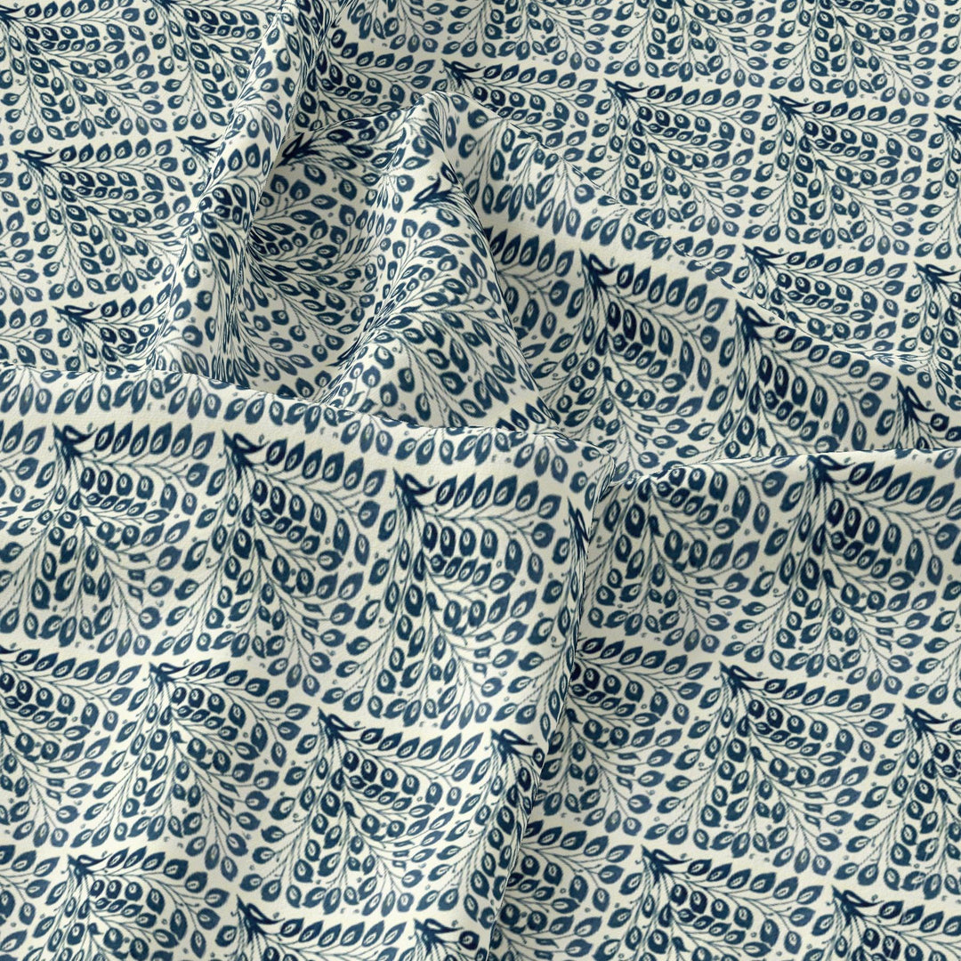 Morpich Block Digital Printed Fabric - Tusser Silk - FAB VOGUE Studio®