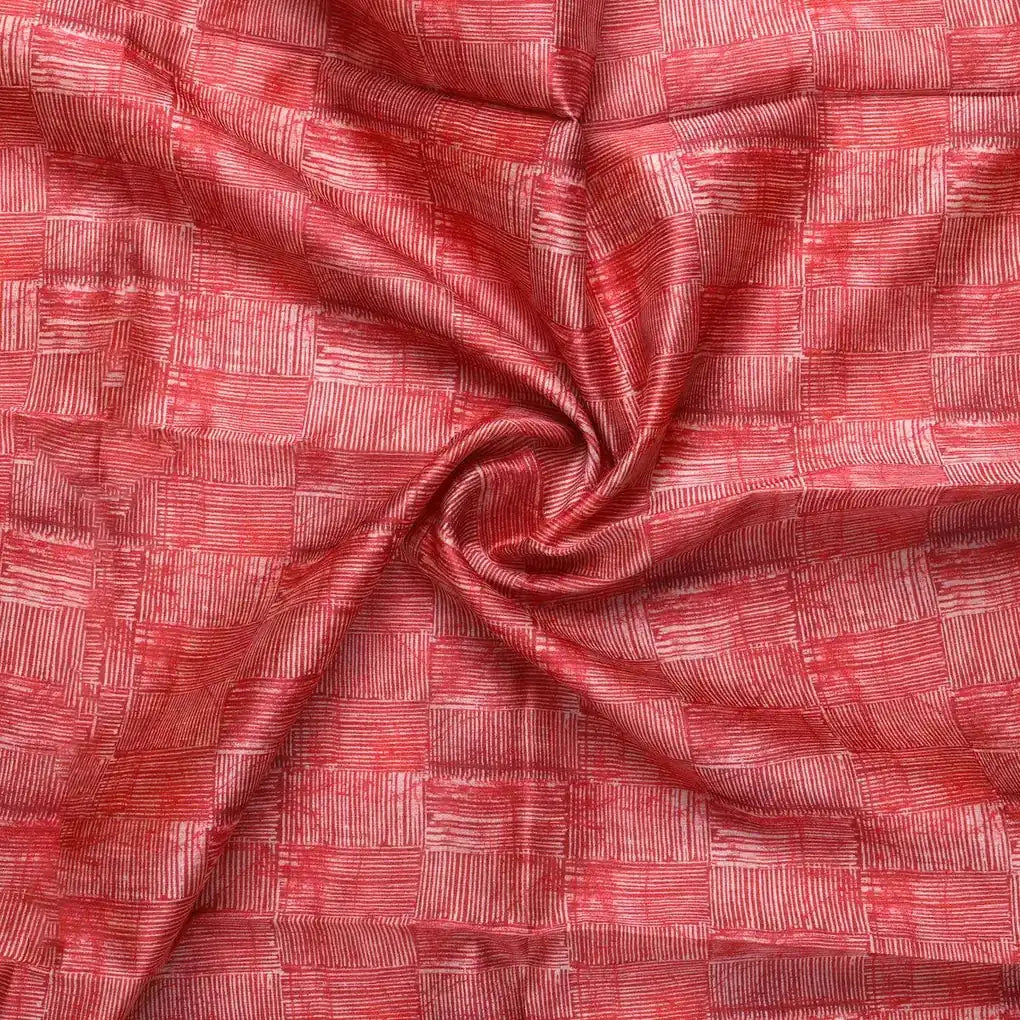 Checkes Textured Red And White Digital Printed Fabric - Tusser Silk – ts 0 ma02235 110 checkes textured red and white digital printed fabric tusser silk 1