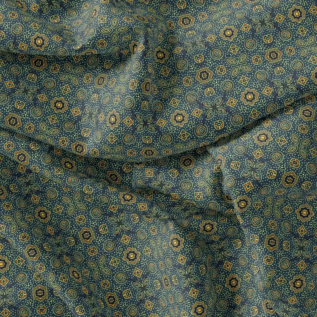 Stylized Medallion Motif Digital Printed Fabric - Tusser Silk – ts 0 ma0250 110 stylized medallion motif digital printed fabric tusser silk 1