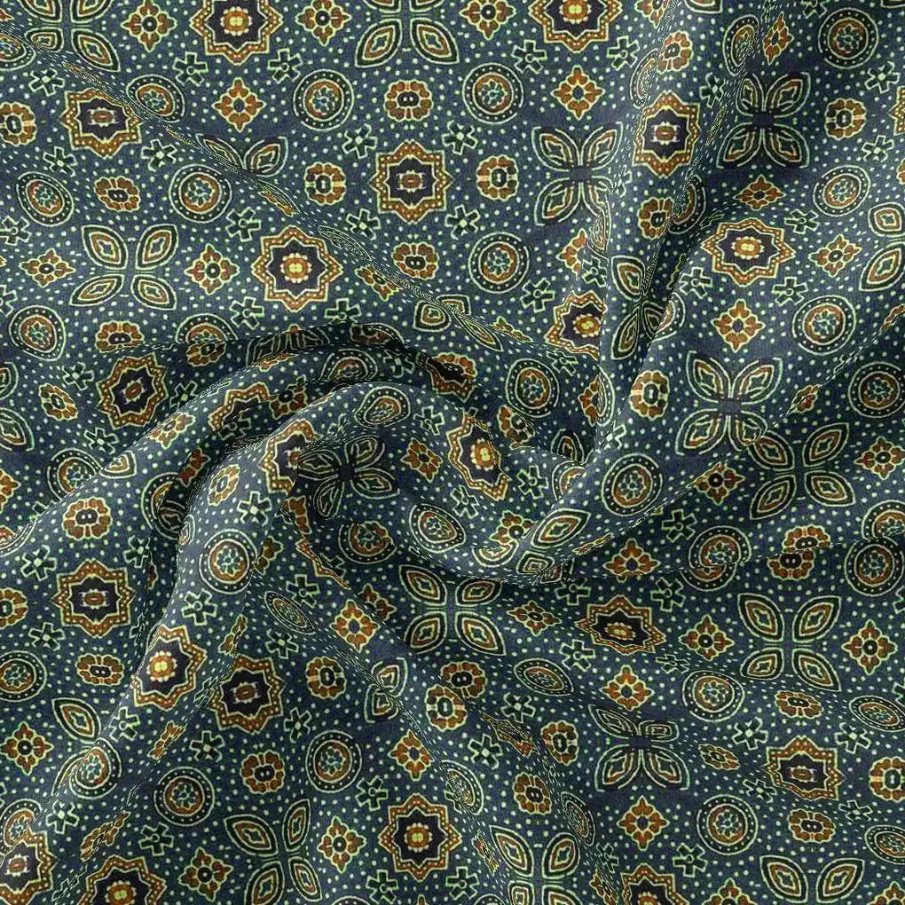 Stylized Medallion Motif Digital Printed Fabric - Tusser Silk – ts 0 ma0250 110 stylized medallion motif digital printed fabric tusser silk 3