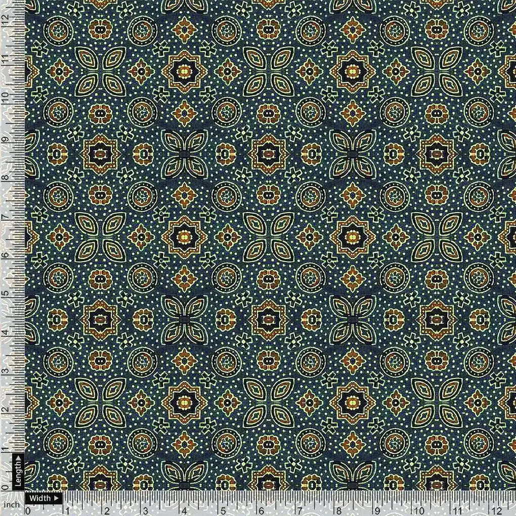 Stylized Medallion Motif Digital Printed Fabric - Tusser Silk – ts 0 ma0250 110 stylized medallion motif digital printed fabric tusser silk 4