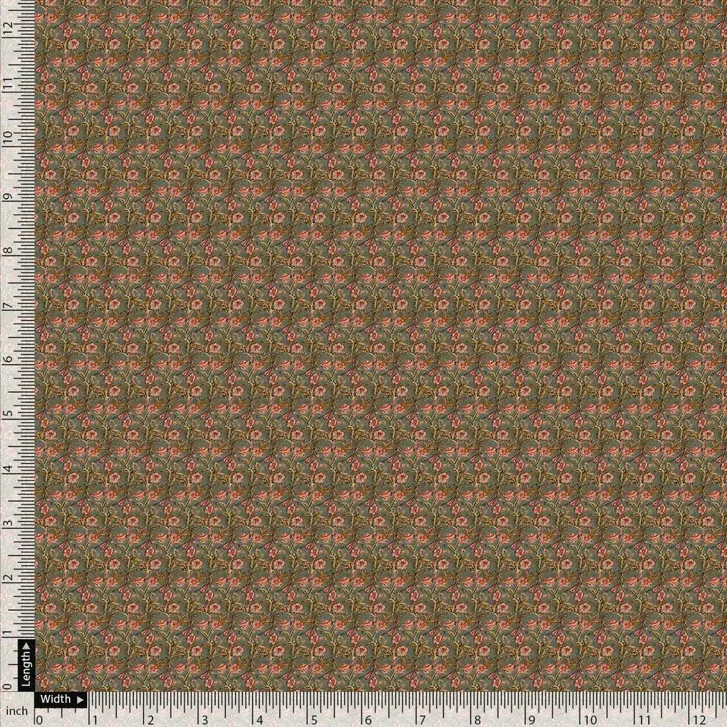 Tiny Golden Branch With Burnt Umber Roses Digital Printed Fabric - Tusser Silk – ts 0 ma02821 110 tiny golden branch with burnt umber roses digital printed fabric tusser silk 4