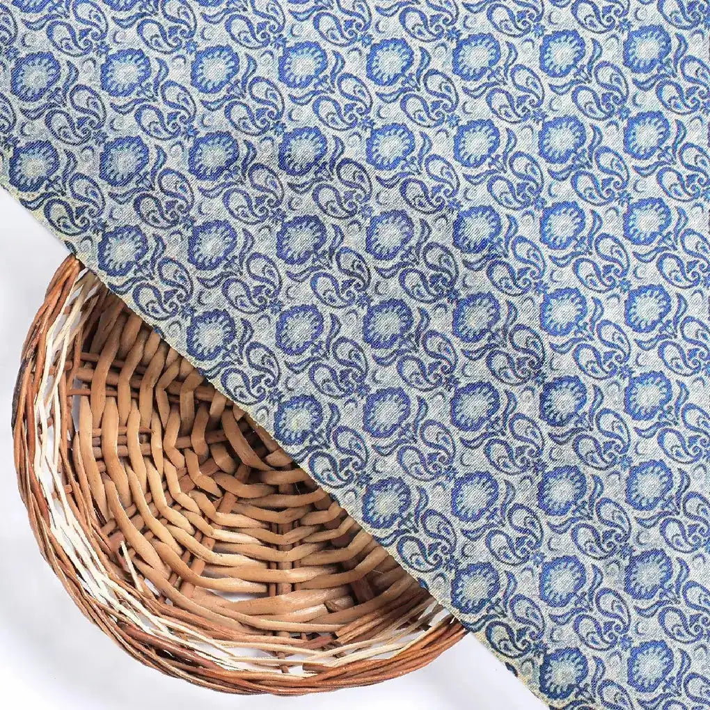 Tiny Blue Motif Allover Digital Printed Fabric - Tusser Silk – ts 0 ma0405 110 tiny blue motif allover digital printed fabric tusser silk 2