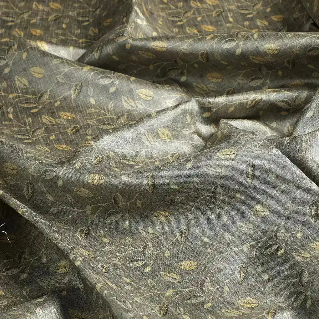 Brown Leaves With Stalk Digital Printed Fabric - Tusser Silk – ts 0 ma06380 110 brown leaves with stalk digital printed fabric tusser silk 3