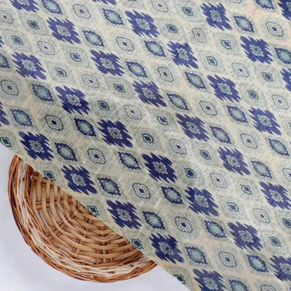 Blue and Cream Ajrak Digital Printed Fabrics – ts 0 ma0791 110 blue and cream ajrak digital printed fabrics 2 - alternate view