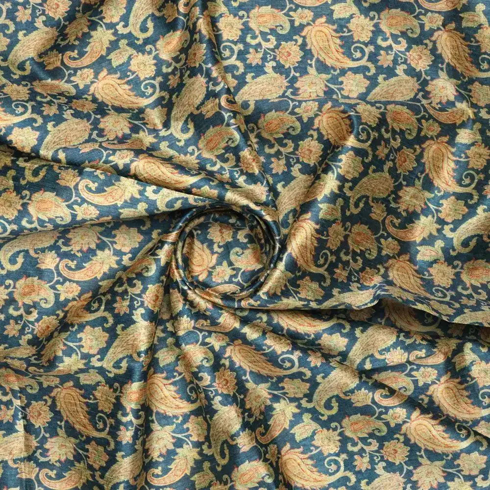 Multi color Paisley Over Blue Base Digital Printed Fabric – ts 0 ma09827 110 multi color paisley over blue base digital printed fabric 1