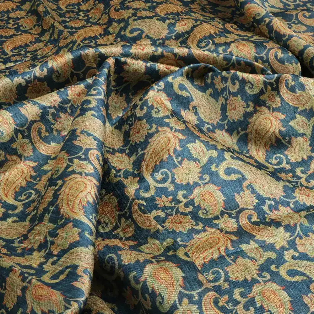 Multi color Paisley Over Blue Base Digital Printed Fabric – ts 0 ma09827 110 multi color paisley over blue base digital printed fabric 3