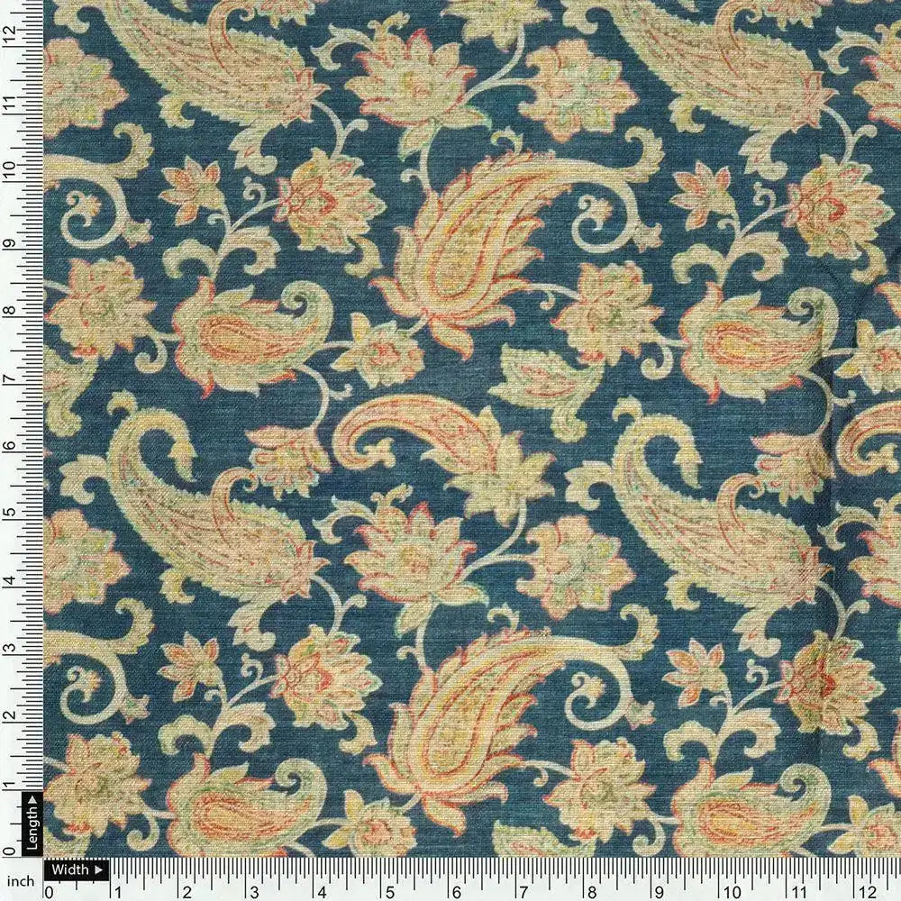 Multi color Paisley Over Blue Base Digital Printed Fabric – ts 0 ma09827 110 multi color paisley over blue base digital printed fabric 4