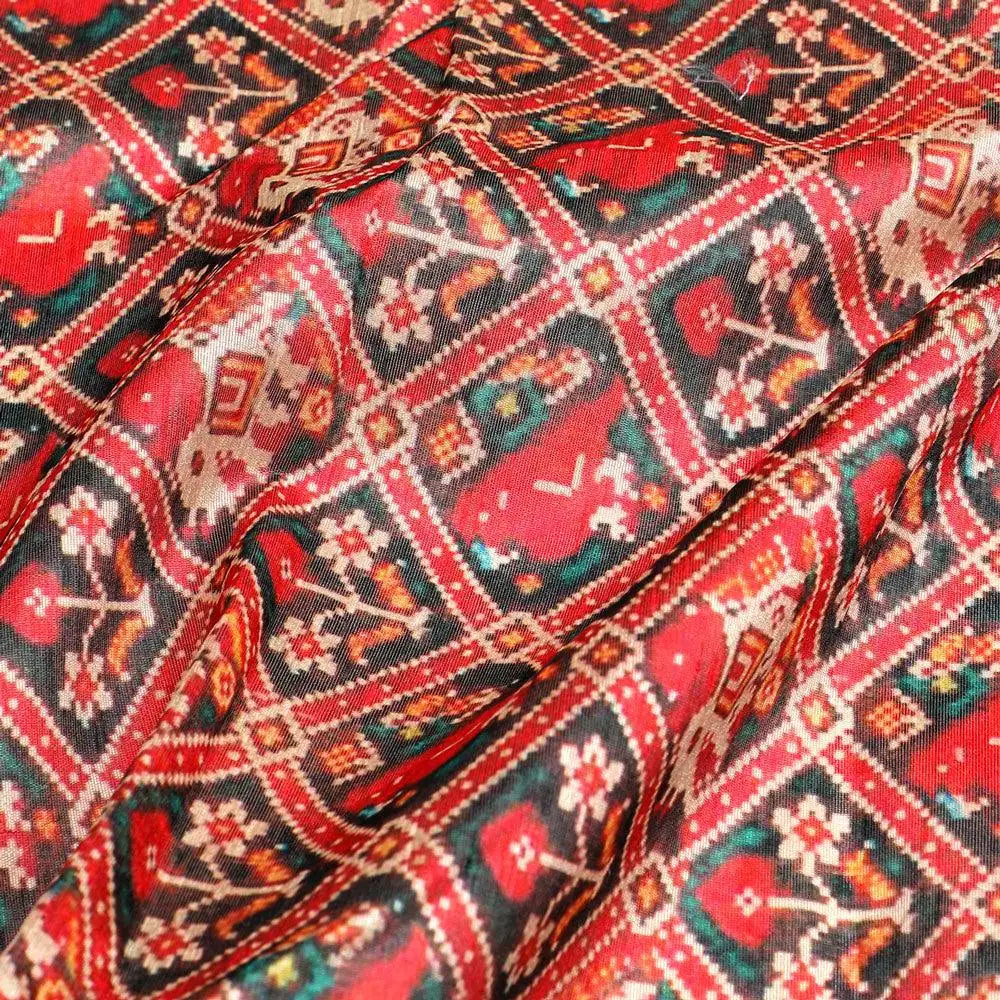 Wedding Patola Design Digital Printed Fabric - Tusser Silk – ts 0 ma3544 110 wedding patola design digital printed fabric tusser silk 3