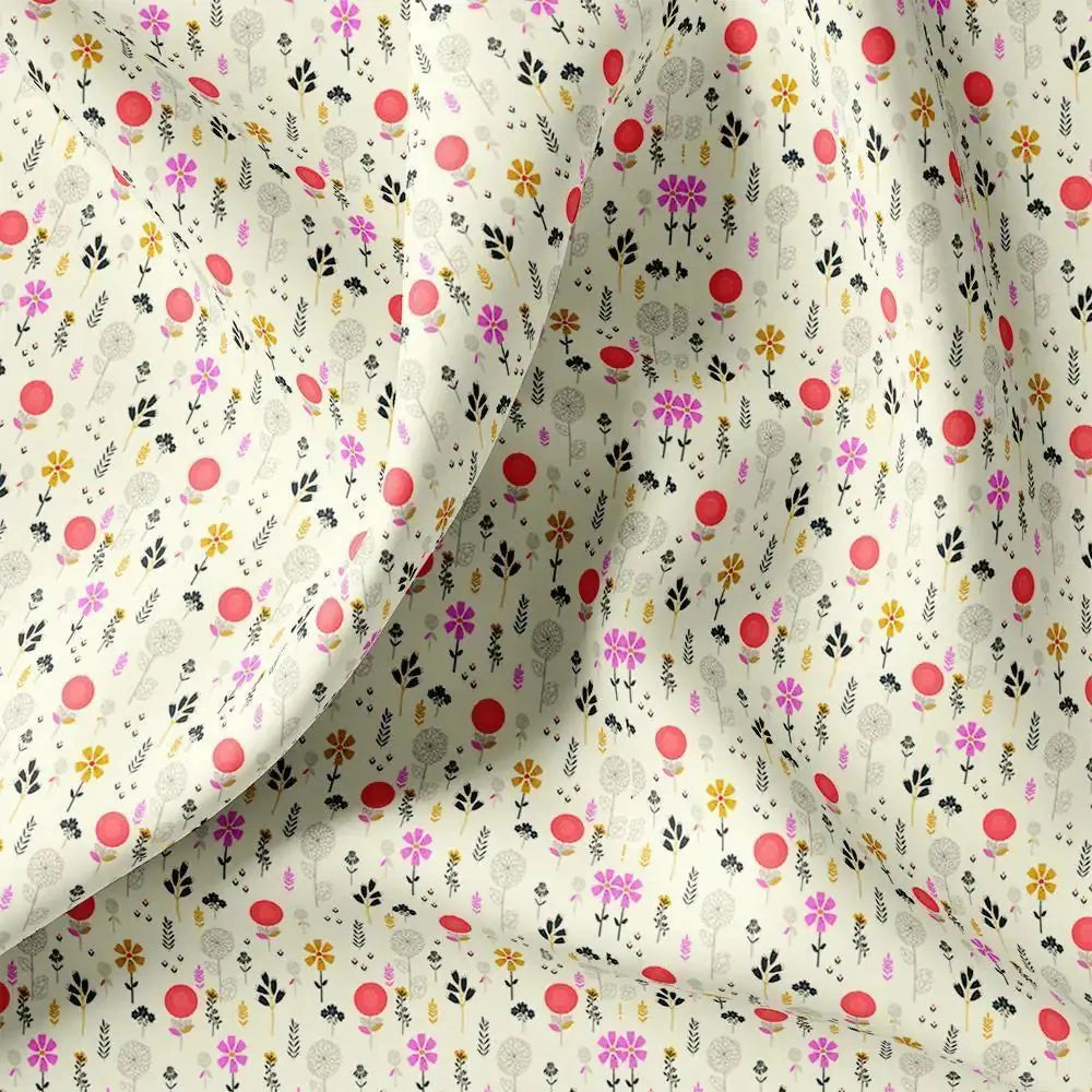 Small Motif Flowers Digital Printed Fabric - FAB VOGUE Studio®