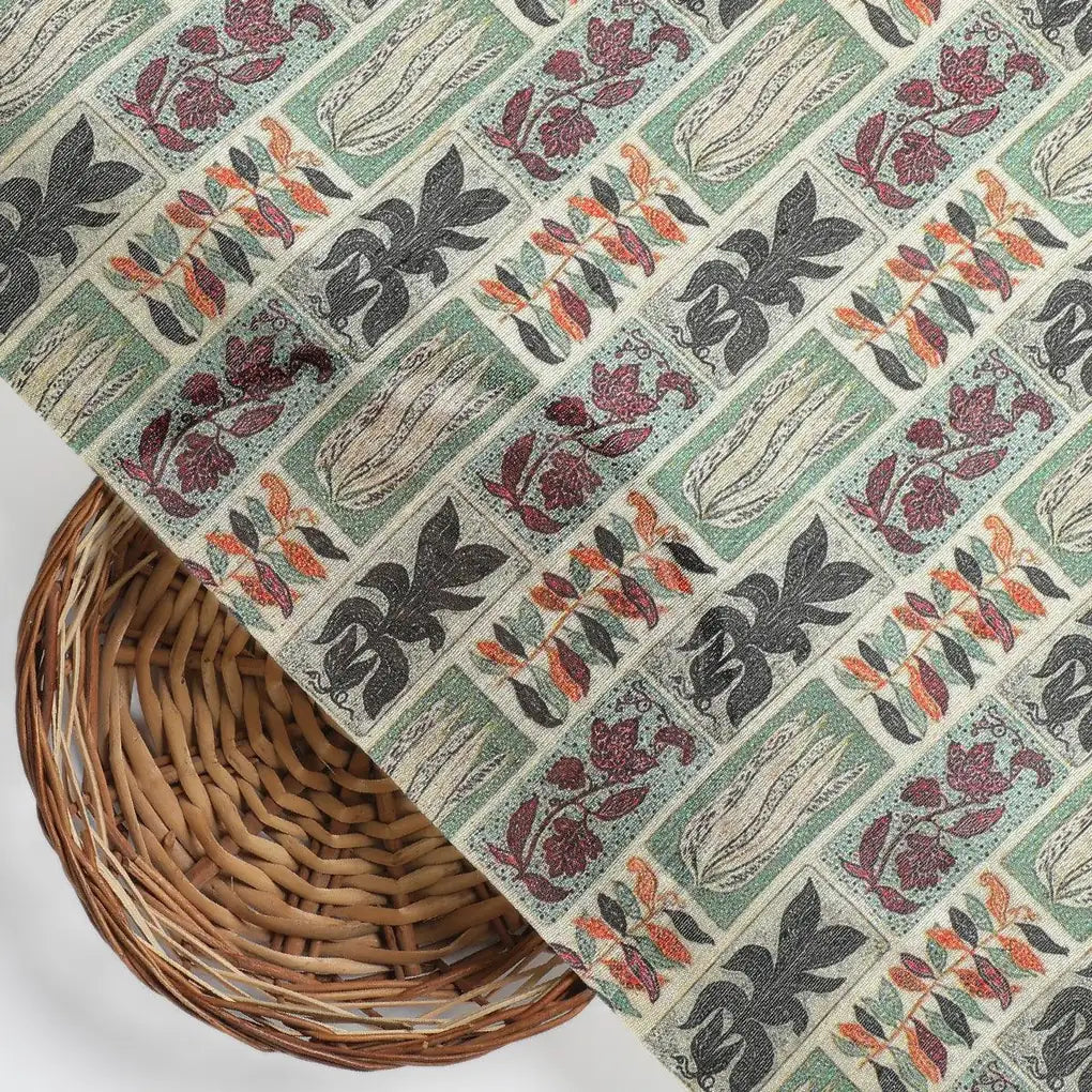 Funky Jungle Flower Vintage Digital Printed Fabric - Tusser Silk – ts 0 ta0137 110 funky jungle flower vintage digital printed fabric tusser silk 2