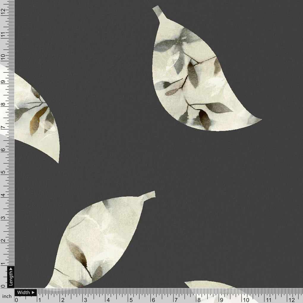 Leaves Print On Dark Grey Base Digital Printed Fabric – ts 0 ta05192black 110 leaves print on dark grey base digital printed fabric 3