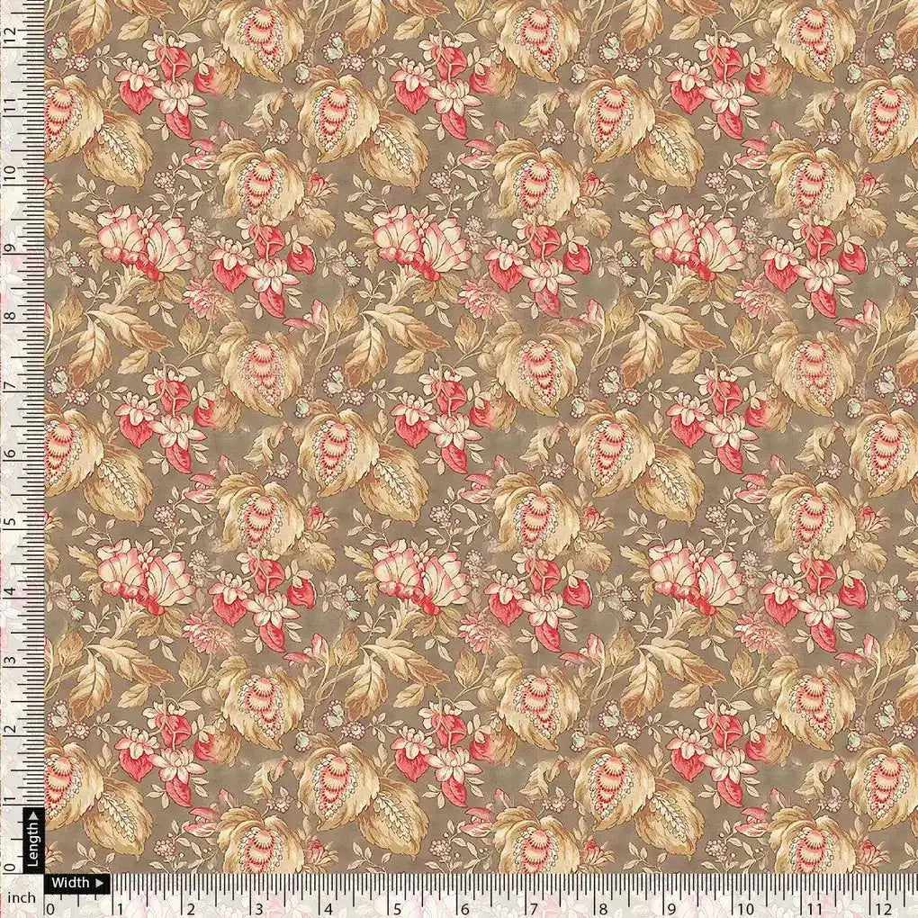 Decorative Leaves With Chiku Brown Digital Printed Fabric - Tusser Silk – ts 0 ta05682 110 decorative leaves with chiku brown digital printed fabric tusser silk 4