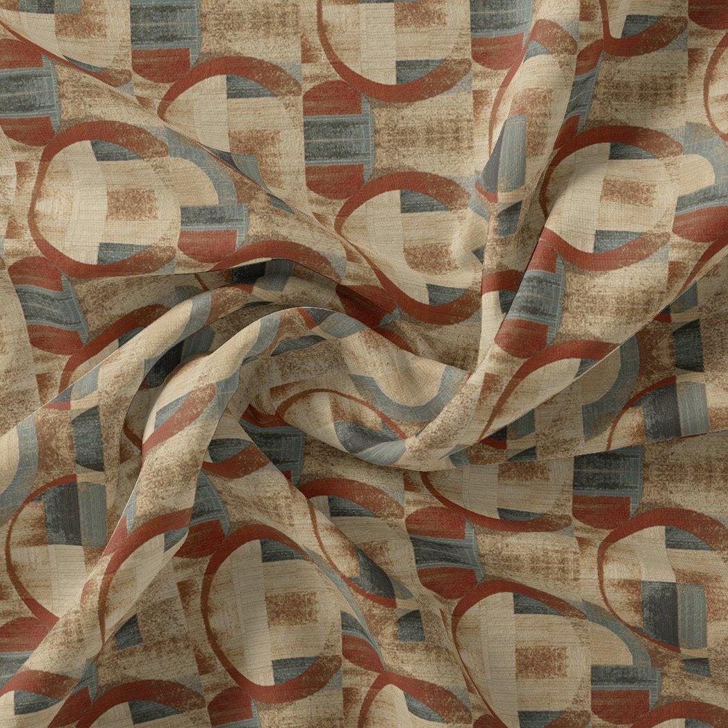 Dusty Looked Brown Abstract Motif Digital Printed Fabric - Tusser Silk - FAB VOGUE Studio®