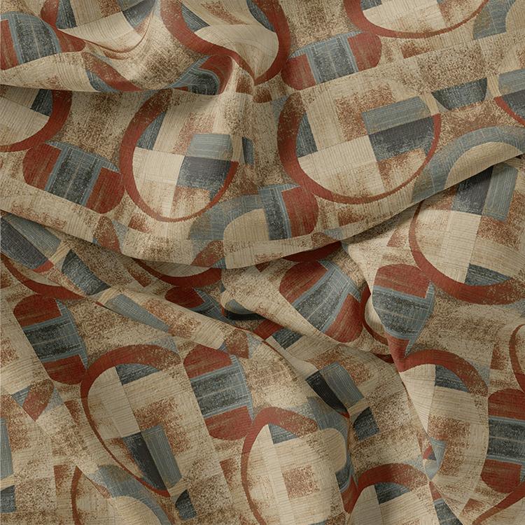 Dusty Looked Brown Abstract Motif Digital Printed Fabric - Tusser Silk - FAB VOGUE Studio®