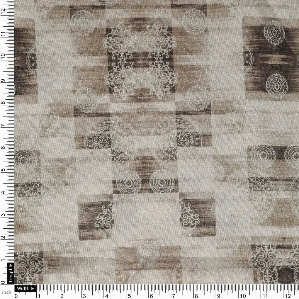 Checkered Pattern With Decorative Motifs Digital Printed Fabric - Tusser Silk – ts 0 ta05687 110 checkered pattern with decorative motifs digital printed fabric tusser silk 4