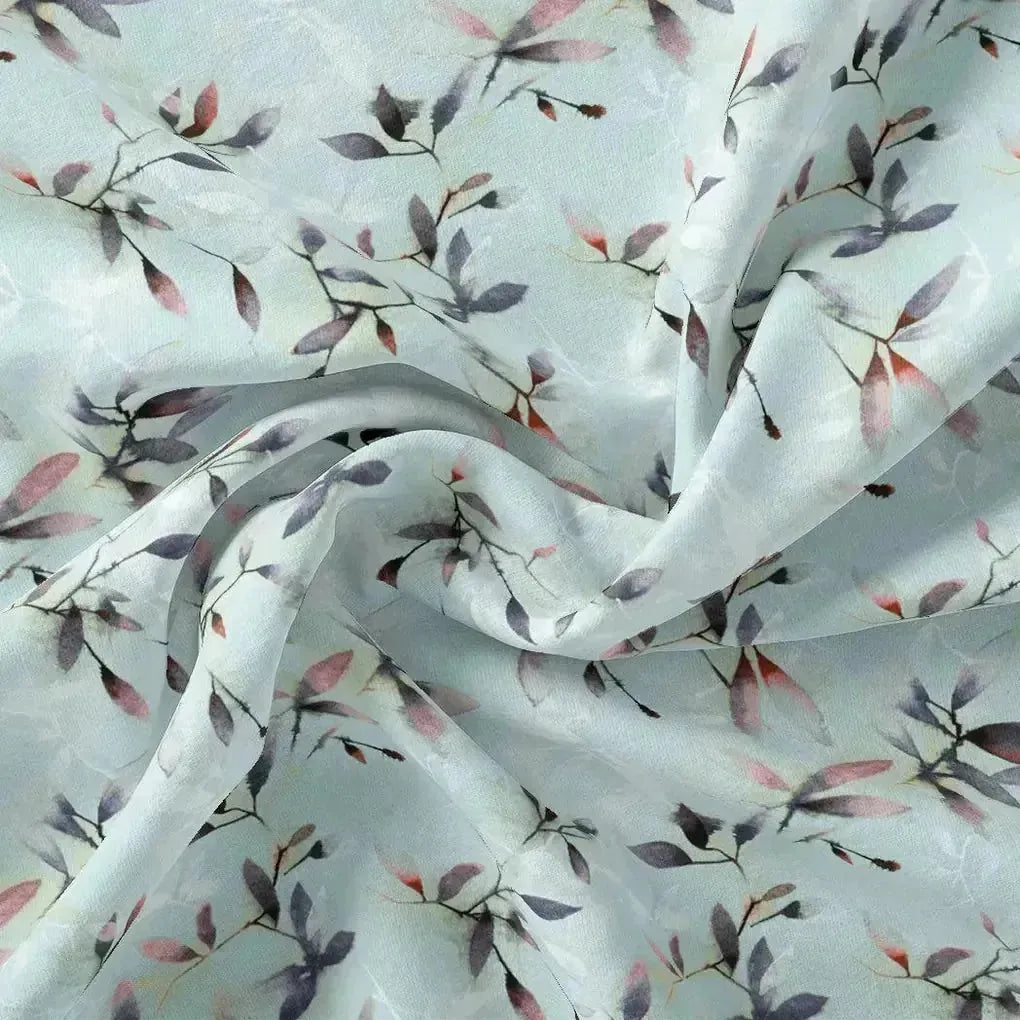 Bluish Thin And Light Leaves Digital Printed Fabric - Tusser Silk – ts 0 ta05861p2 110 bluish thin and light leaves digital printed fabric tusser silk 1