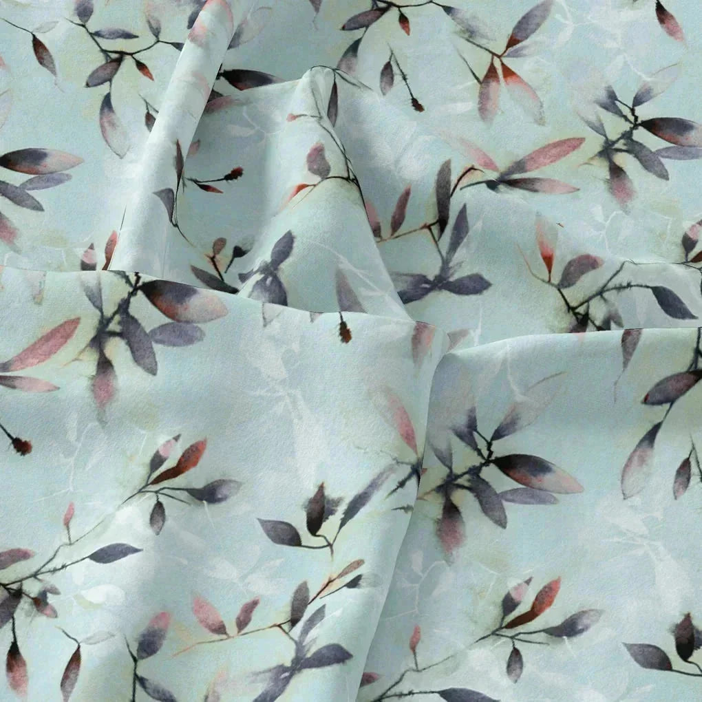Bluish Thin And Light Leaves Digital Printed Fabric - Tusser Silk – ts 0 ta05861p2 110 bluish thin and light leaves digital printed fabric tusser silk 3