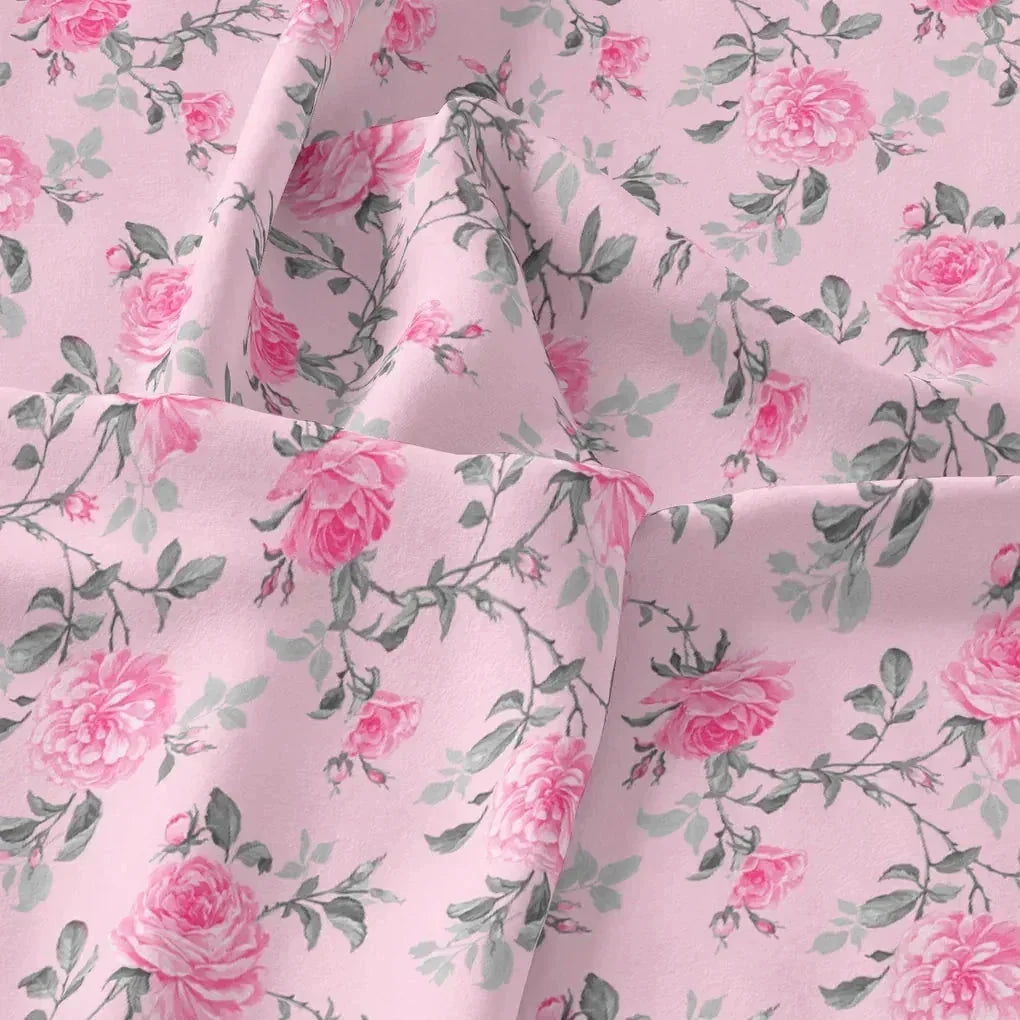 Pink Rose Allover Digital Printed Fabric - Tusser Silk – ts 0 ta06118p2 110 pink rose allover digital printed fabric tusser silk 3