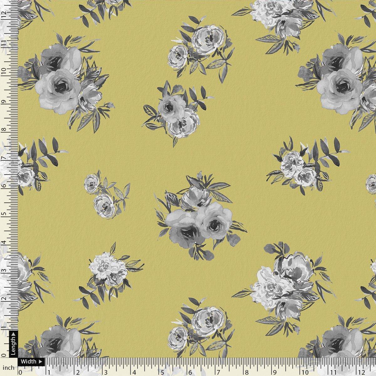 Vintage Art Of Flower Digital Printed Fabric - Tusser Silk - FAB VOGUE Studio®