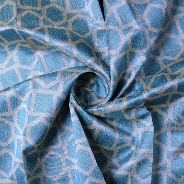Harlequin Square And Hexagon Digital Printed Fabric - Tusser Silk - FAB VOGUE Studio®