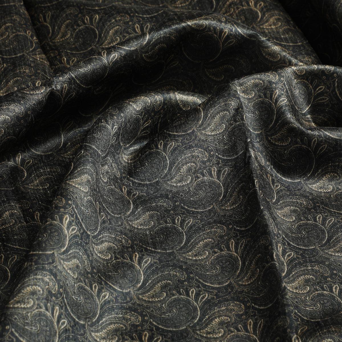 Creative Jecobean Curly Art Digital Printed Fabric - Tusser Silk - FAB VOGUE Studio®