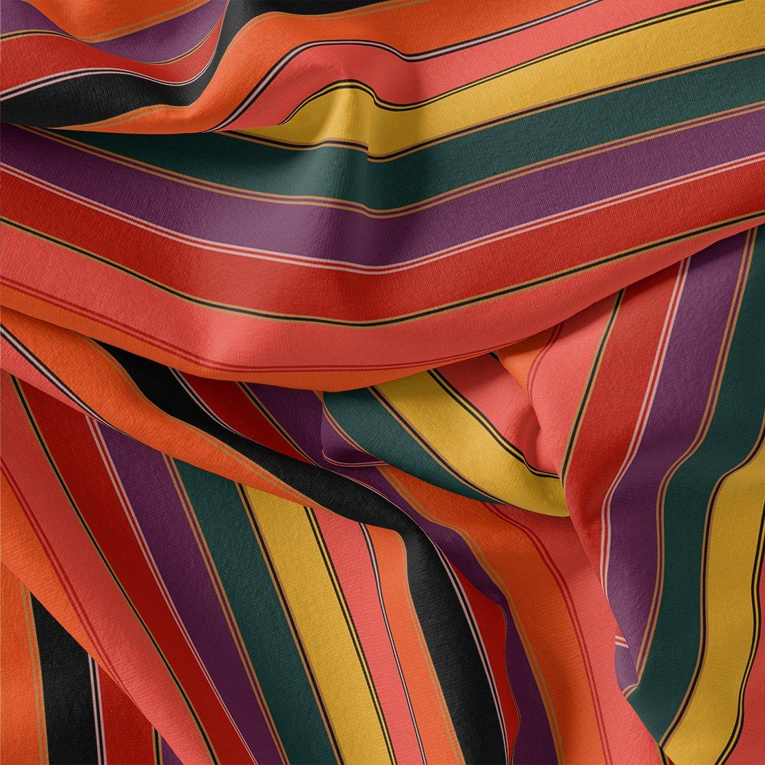 Tiny Serpentine Stripes Pattern Digital Printed Fabric - Tusser Silk - FAB VOGUE Studio®