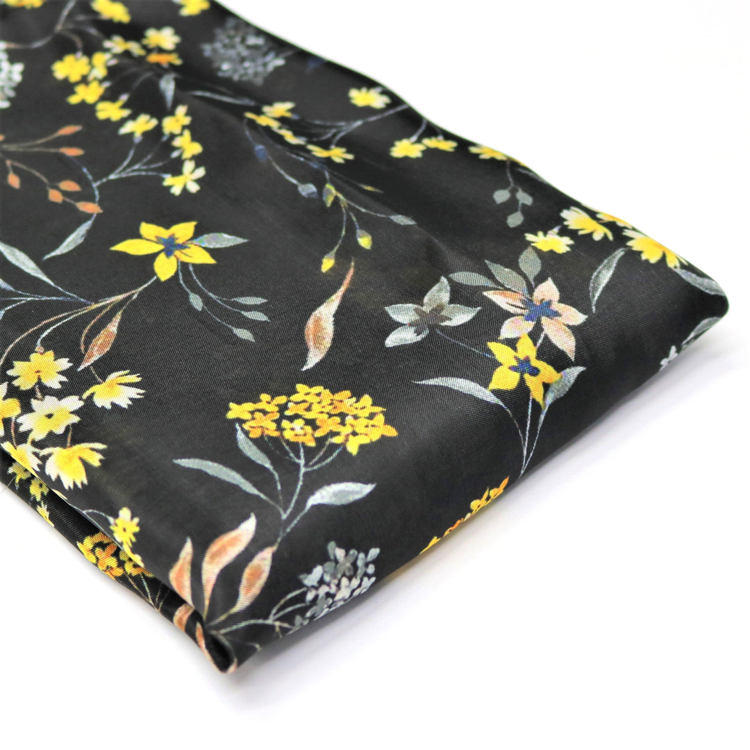 Black and Yellow Flower Ditzy Digital Printed Fabrics - FAB VOGUE Studio®