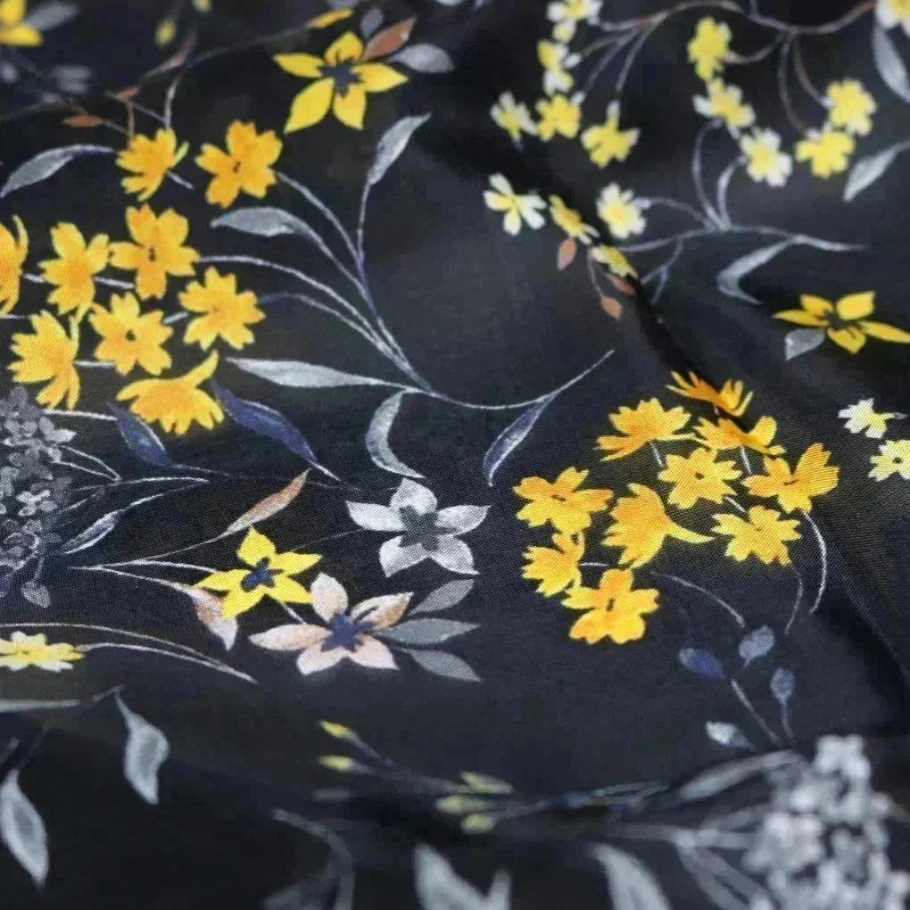 Black and Yellow Flower Ditzy Digital Printed Fabrics – us 0 0ba1004 110 black and yellow flower ditzy digital printed fabrics 4
